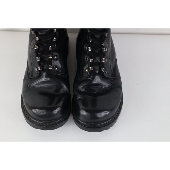 Vintage 80s 90s Mens 7 Distressed Leather German Military Combat Boots Black main image 9